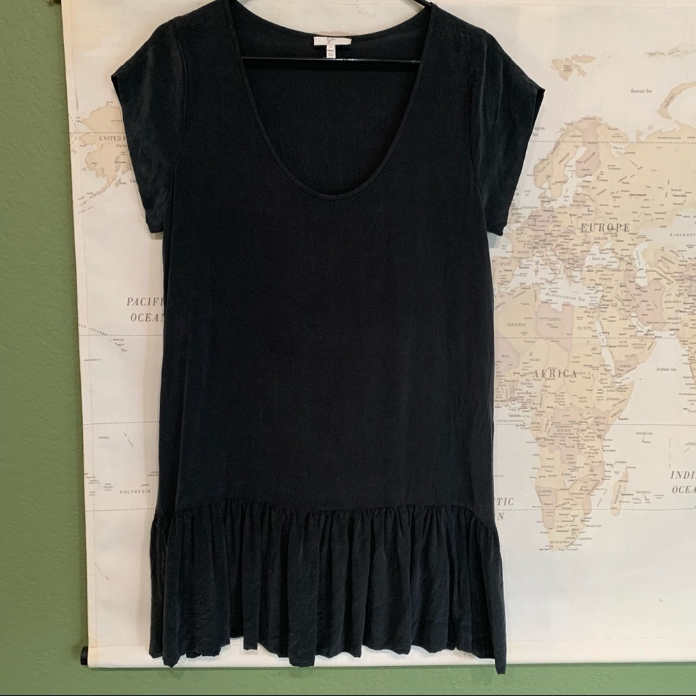 Joie silk dress ruffle black sz M